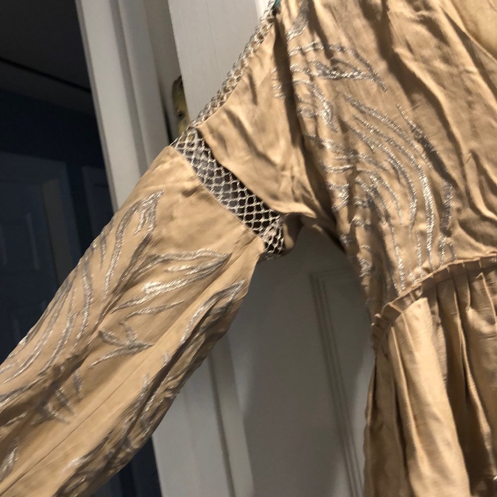 Free people dress.  Size 4.  Cream color with silver details. - Picture 5 of 15